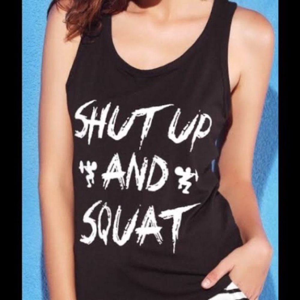 Shut Up and‎ Squat Cactus & Coyote Black Tank Top Size Small NWT